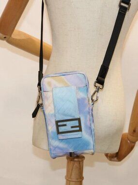 FENDI Zucca Canvas Shoulder Bag Light Blue Auth 62025SAV